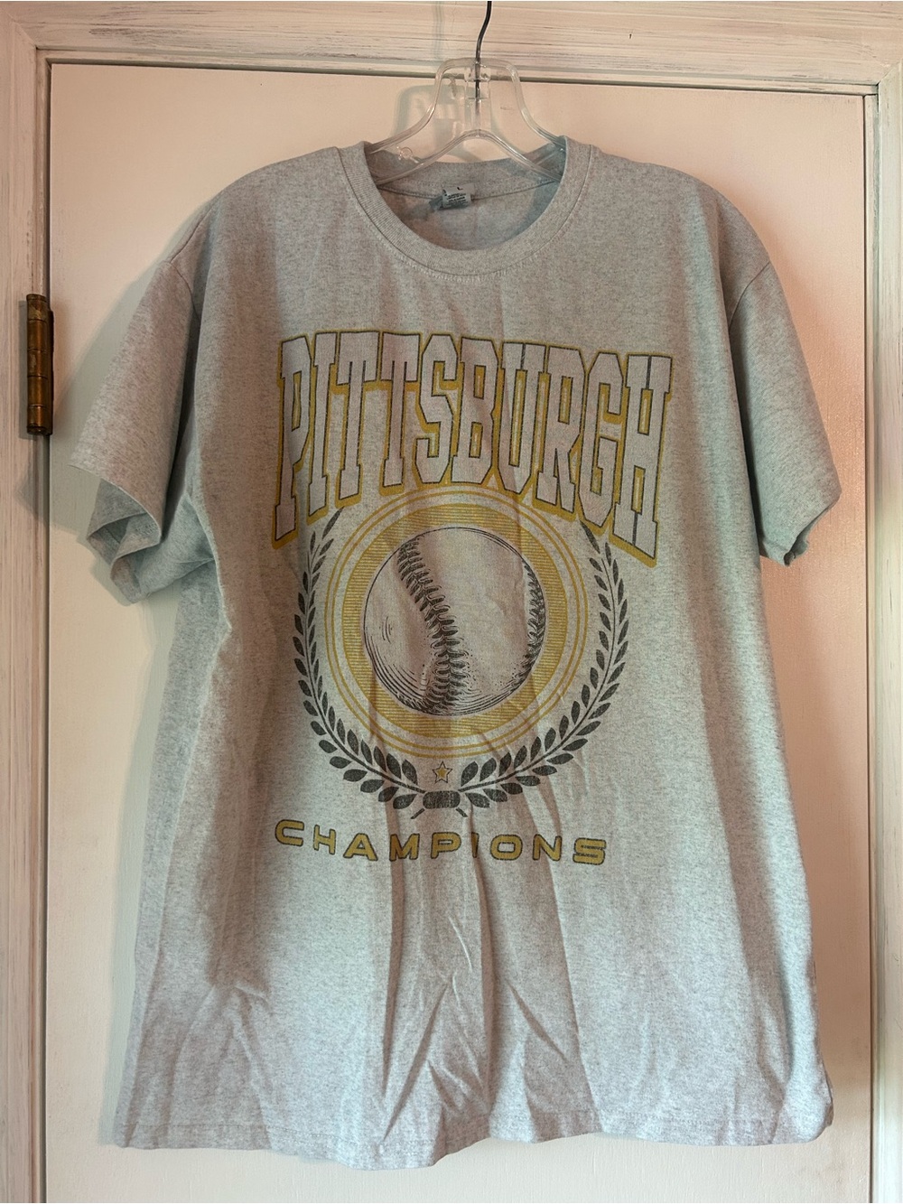 Pittsburgh Champions Baseball Tee - Grey with Gold Graphic